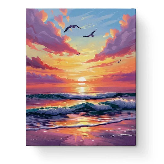 Crimson Ocean Sunset Paint by Numbers Kit