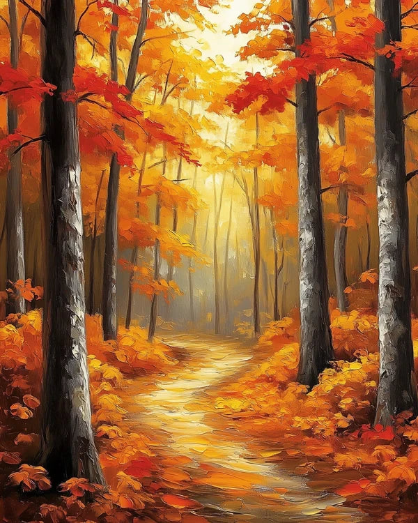 Golden Autumn Maple Forest Paint by Numbers Kit