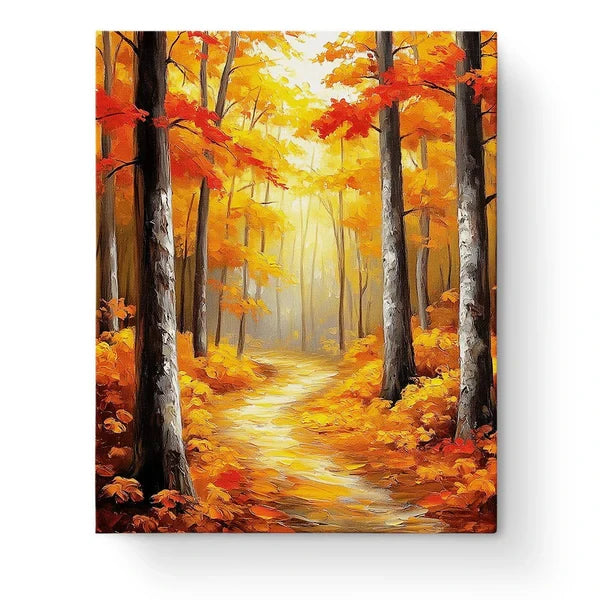 Golden Autumn Maple Forest Paint by Numbers Kit